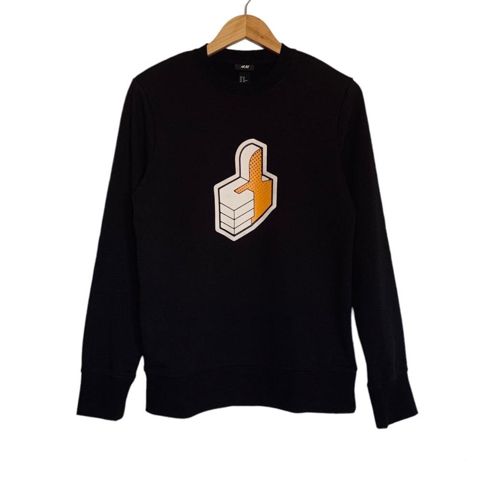 NWOT H&M Thumbs Up Graphic Sweatshirt | Size S | Black